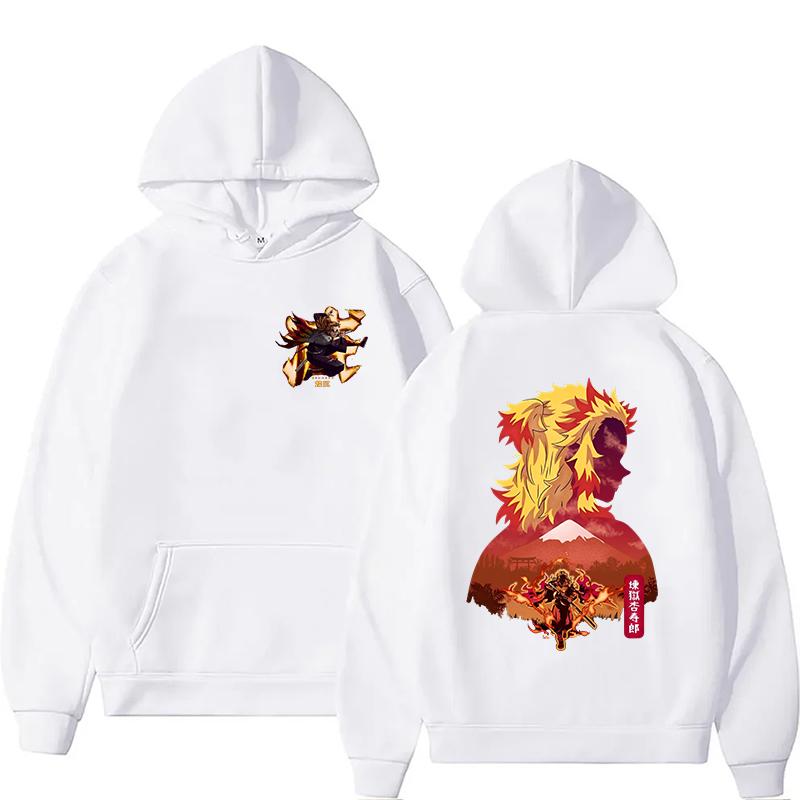 Новое Аниме Ренгоку Кёджуро Принтованные Толстовки Мужские/женские Свитшоты Повседневная Мода Y2K Флисовая Толстовка Индивидуальный Пуловер