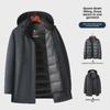 Men's Hooded Winter Goose Down Jacket: Warm, Thickened, Removable Liner, Ideal for Middle-Aged & Elderly, 3-in-1 Wear.