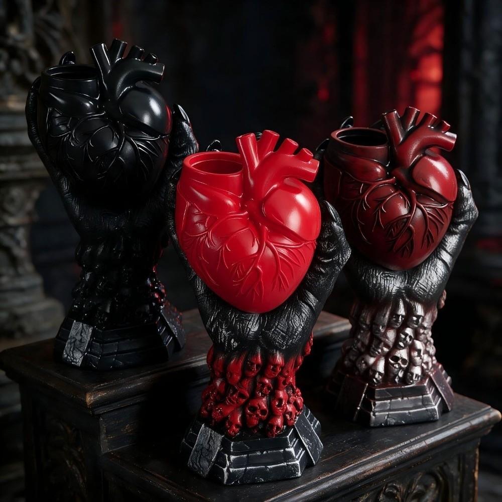 Heart-shaped Heart-shaped Vase Gothic Style Flower Pot Resin Vase Halloween Gift