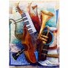 Полный 5D Diy Алмазная картина Мультфильм Музыкальный инструмент Вышивка Крестом Домашний Декор Ручная работа