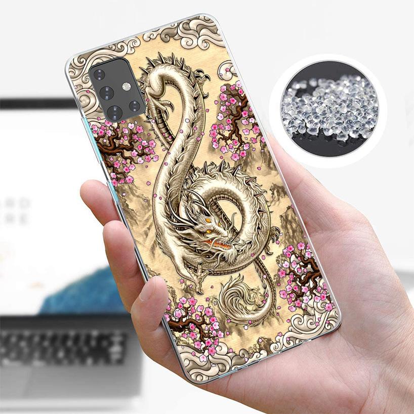 Asian Dragons Animal Tattoo Cover Phone Case For Samsung Galaxy A12 A22 A32 A52 A72 A02S Phone Case Note 20 Ultra 10 S10 Plus A5