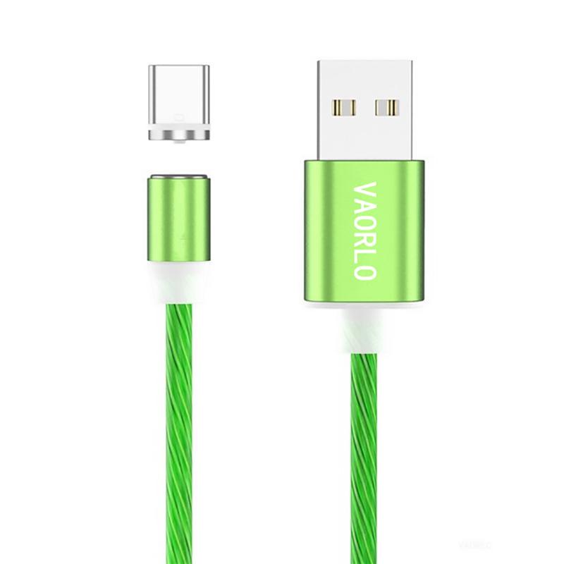 VAORLO Glowing Magnetic Charging Cable Cable + Plug Quality For Micro Type-C 8 Pin Easy Charging Fashion USB Charge
