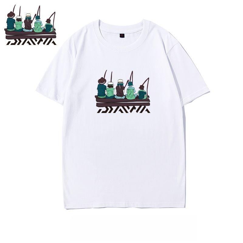 Outdoor Fishing Short-sleeved T-shirt Men's Cotton Loose Fishing Friends Party Clothes Summer New Sea Fishing Half-sleeved Tide