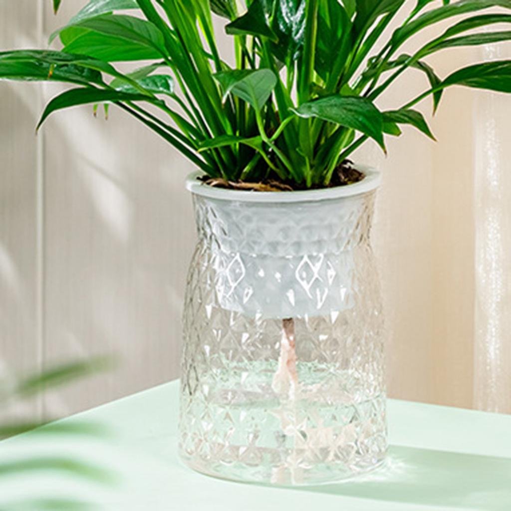 Self Watering Plant Pot Transparent Plastic Flower Pot Double-layer Automatic Lazy Potted Flower Pot Hydroponic Flowerpot