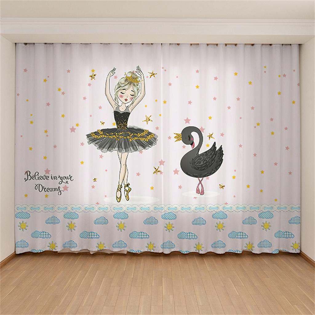 Charming Pink Star Moon Ballet Dancing Girl Digital Drape for Livingroom Space Bedchamber Princess Children ' s Space HouseholdDecoration
