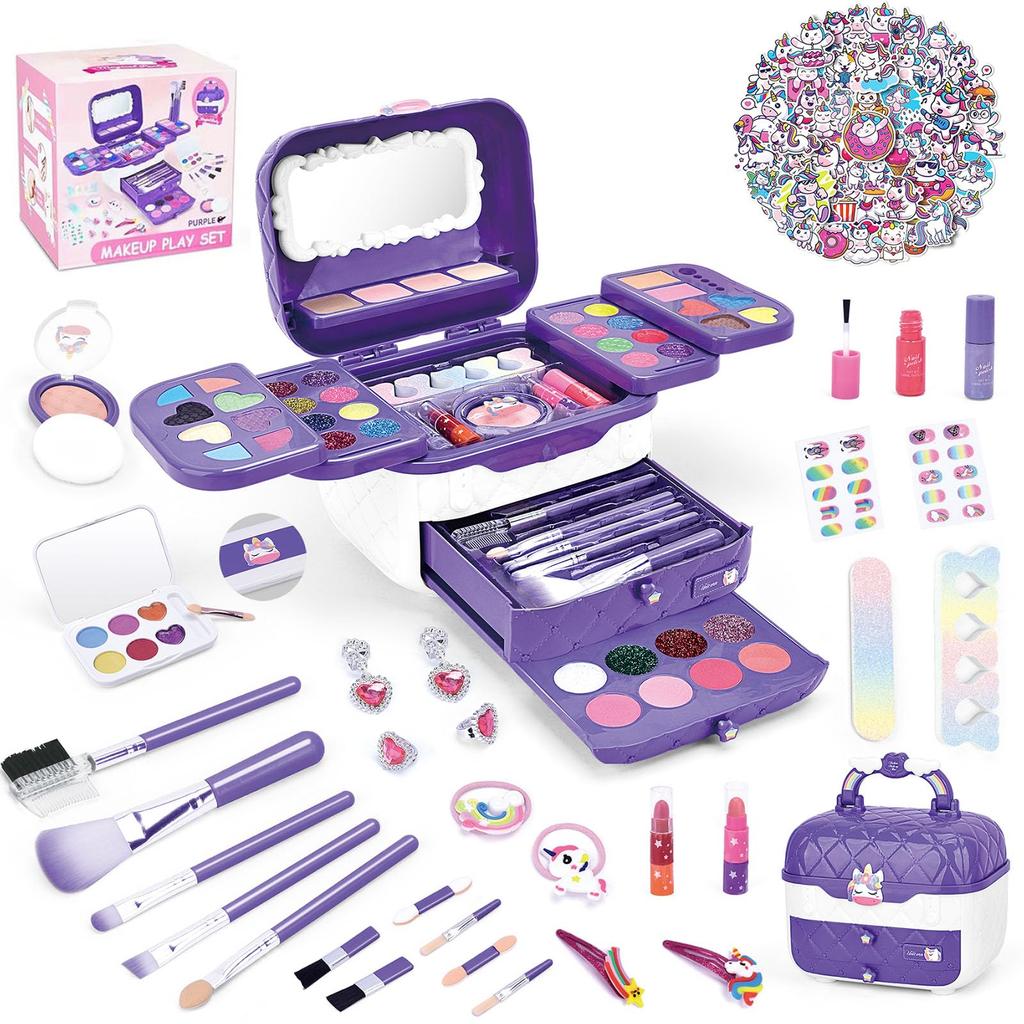 YGKIPEG Makeup Toys for Girls, Children, Kids Cosmetics, 72 Piece Luxury Set, Play House Set, Makeup Set, Gift for 3, 4, 5, 6, 7, 8, 9, 10 Years,