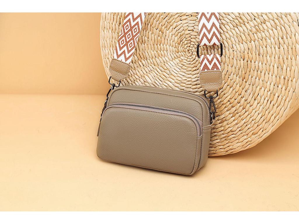 Женская сумка-кроссбоди из натуральной кожи - Модная, Универсальная, Маленькая квадратная, Однотонная