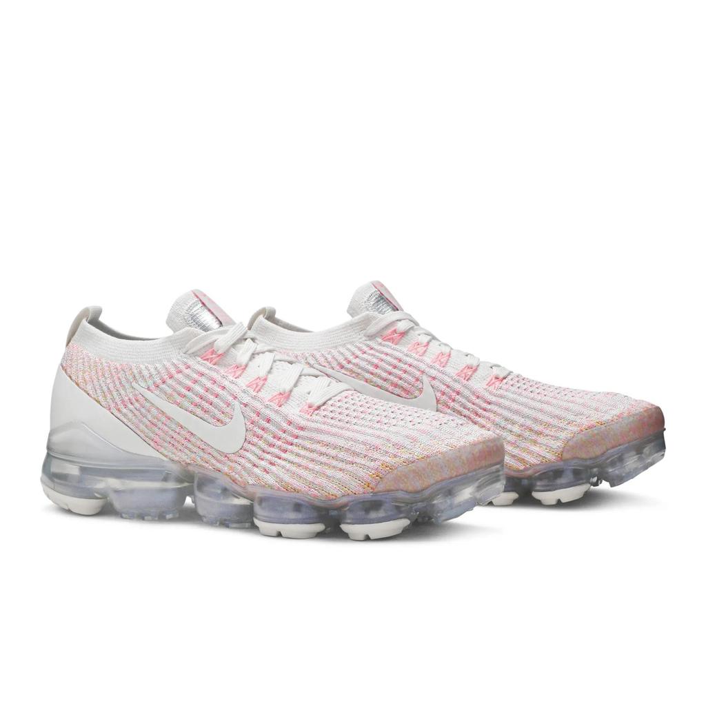 Nike Womens Air VaporMax Flyknit 3 'Sunset Pulse' (women's sizes) Phantom / Sunset Pulse-Sonic Yellow-Teal Tint Running Shoes AJ6910 008