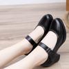 Medium Heel Cheongsam Catwalk Shoes Round Head Thick Heel Women's Professional Work Shoes Beef Tendon Sole Single Shoes Mother
