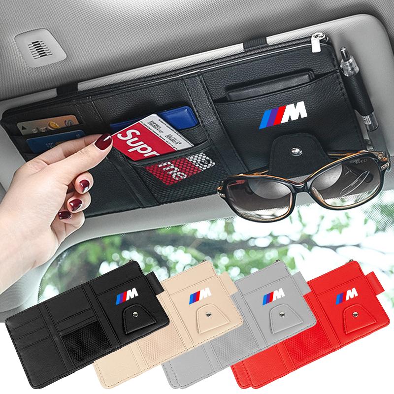 New Car Sun Visor Organizer Multi-Pocket Glasses Clip Car Storage Bag For BMW M E34 E36 E60 E90 E46 E39 E70 F10 F20 F30 X5 X6 X1 M3 M5