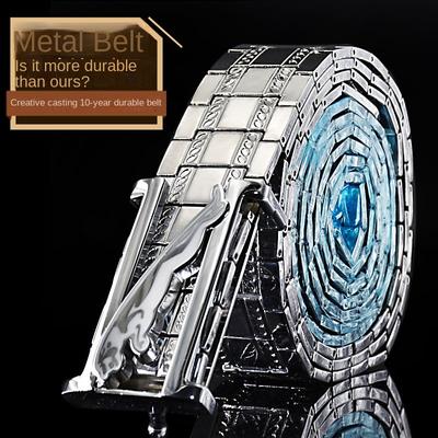 Мужской кожаный ремень, металлический ремень из нержавеющей стали, корейский стиль, стальная поясная цепочка, молодежный модный индивидуальный удлиненный белый ремень для фитнеса