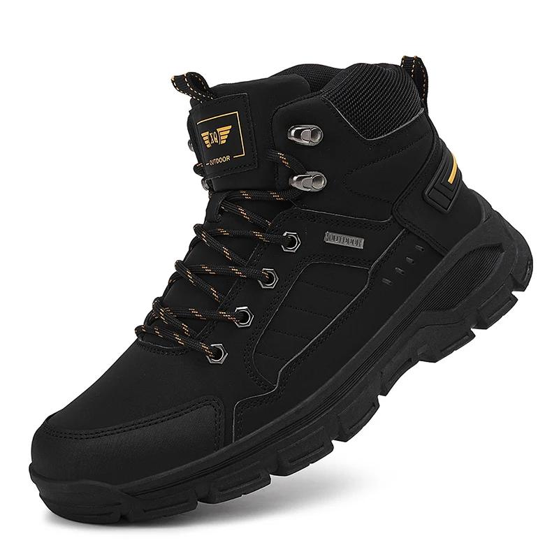 Мужские ботинки из кожи с высоким верхом, дышащие пустынные боевые ботинки для улицы, нескользящая обувь для пешего туризма, мужские мотоциклетные ботинки, рабочие ботильоны