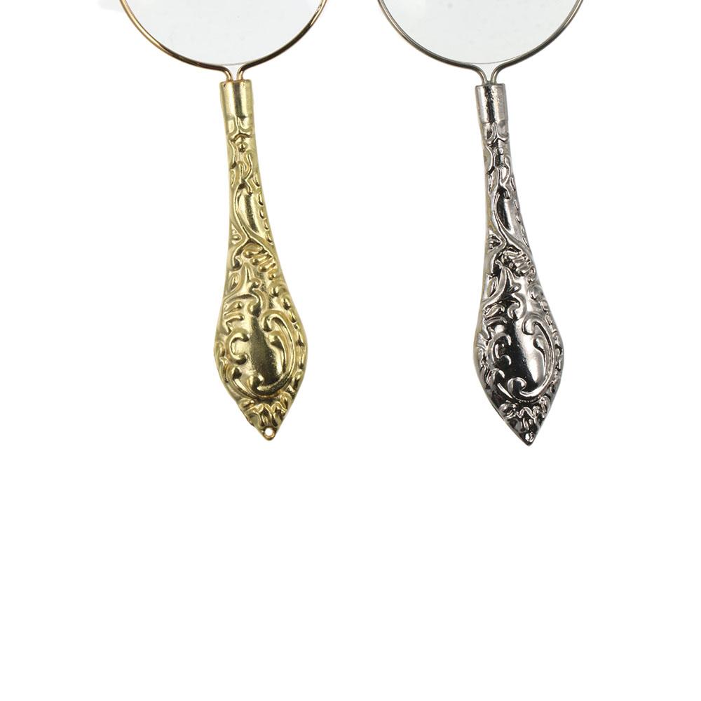 Metal Handheld Magnifier Delicate Pattern Magnifying Glass 5X Carved Magnifier  Reading Book