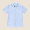 Light Blue Short-Sleeve Shirt for Primary and Middle School Boys and Girls - Embroidered White Class Uniform