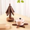 Wooden Trivets for Hot Dishes Tree Shape Trivet Set Special Texture Coaster Hot Pot Holder 4 Triangular Mats + 1 Stand Multifunctional Kitchen