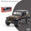 1:32-масштабный Jeeps Wrangler Rubicon 1941, модель игрушечного автомобиля, автомобиль с высокой имитацией, звуком и светом, коллекция внедорожных сплавов, игрушечный автомобиль для детей