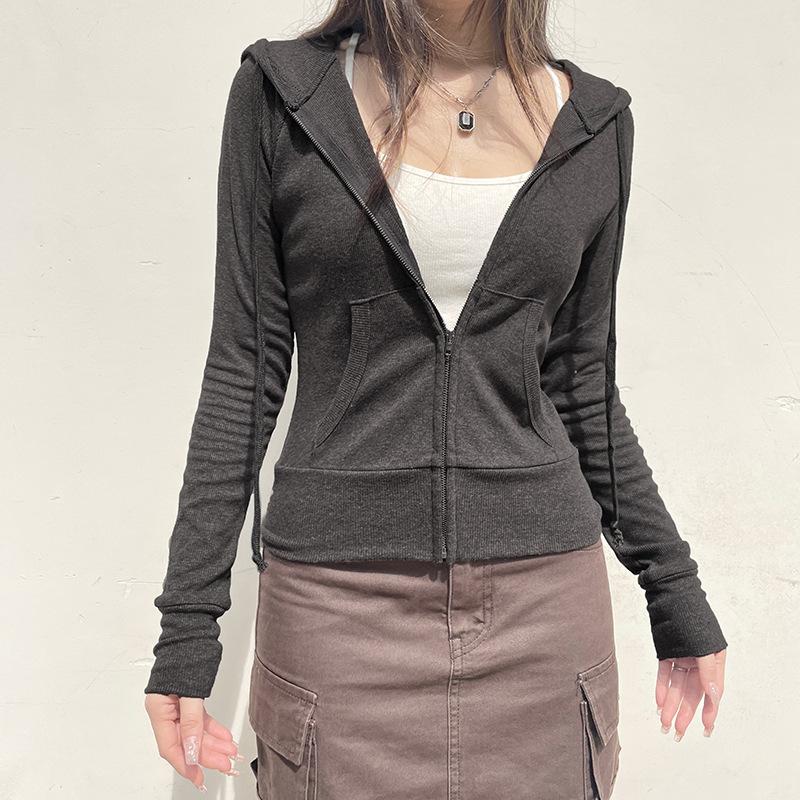 Повседневная уличная одежда Базовый худи с карманами Спортивный костюм Однотонные толстовки с длинным рукавом Женская осенне-весенняя мода