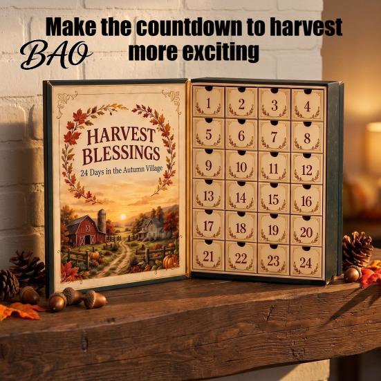 Decorative Mantel Hangings Harvest Blessings Advent Calendar, 24 Days Countdown to Thanksgiving Calendar Gift Box, Collectible Hanging Ornaments