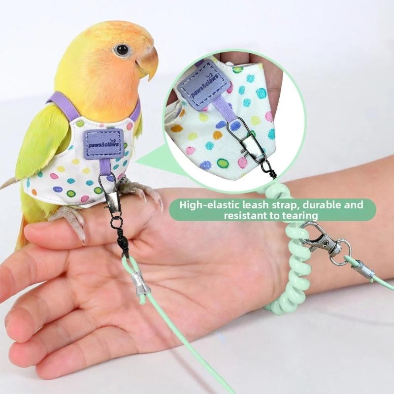 Parrot Harness and Leash Set Lightweight Soft Vest Sturdy Anti-Escape for Small Parrots Park Walking Camping