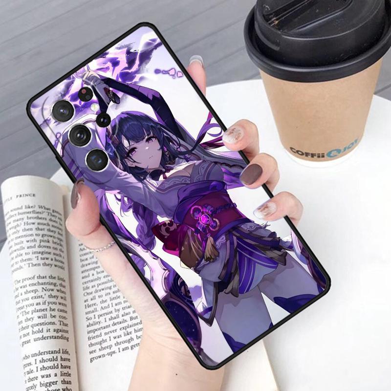 Чехол для телефона Genshin Raiden Shogun Чехол Для Samsung Galaxy S24 S25 Ultra S21 S22 Ultra S10E Note 10 Plus Note 20 FE S23