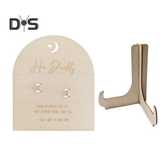 Wooden Baby Birth Wristband Display Board with Base Smooth Edge Burr Free Newborn Arrival Hand-Carved Versatile Plaque