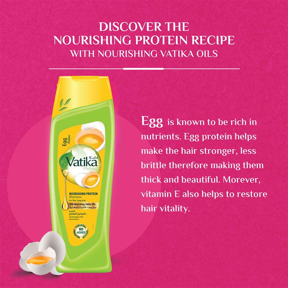 400ml. Nourishing Protein Shampoo with eggs protein - Vatika Naturals Dabur