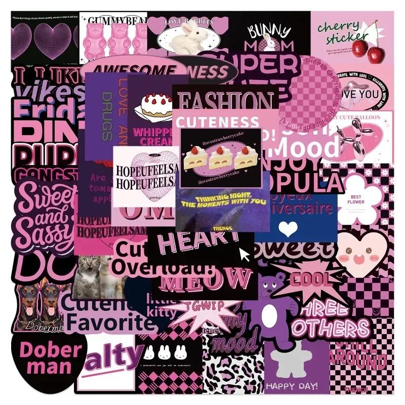 50 листов Ретро Американский стикер для скрапбукинга черный, розовый цвет Y2K наклейка с рисунком животных в журнале DIY Декор наклейка для гитары и багажа