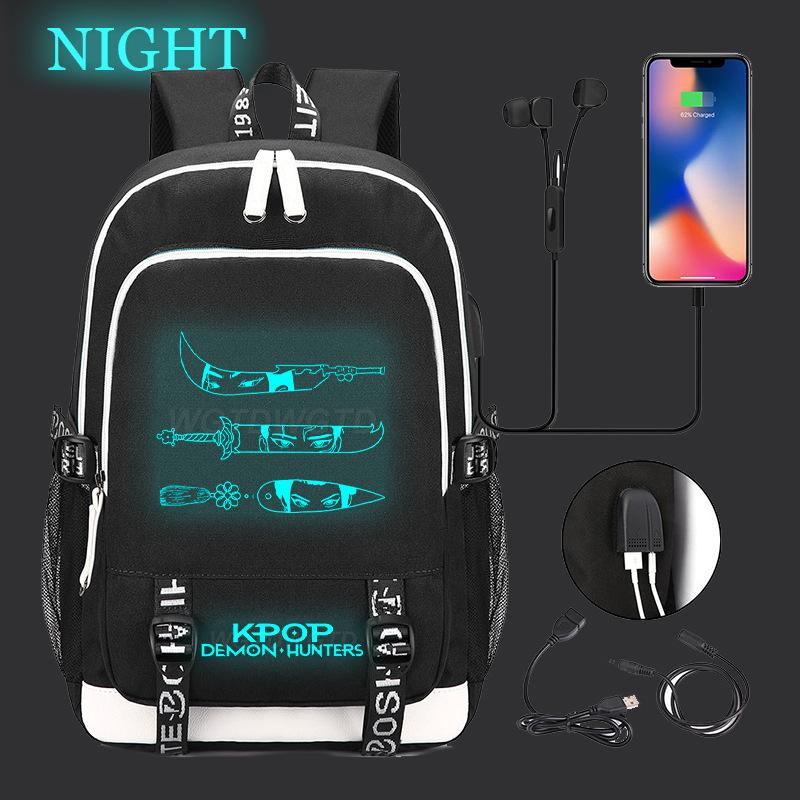 Animation Cartoon Peripheral Casual Luminous Backpack Multi-Function With Usb Schoolbag Large Capacity