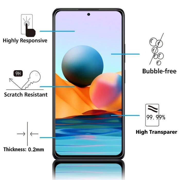 Film de protection - VCOMP - Xiaomi Redmi Note 10/10S - Verre Trempé - Résistant aux rayures - 1 unité