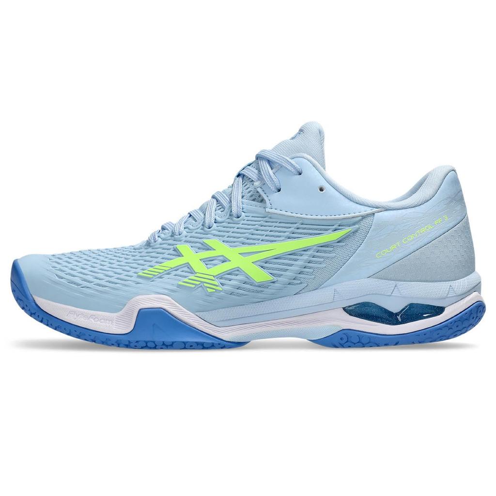 ASICS COURT CONTROL FF 3 Badminton Shoes Size 404 Size E (1072A089), Women's, (Light Blue/Safety Yellow), (Size 24.5 cm)