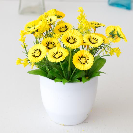 Artificial Flower Pot Chrysanthemum Desktop Decor Plastic Everlasting Fake Potted Plant