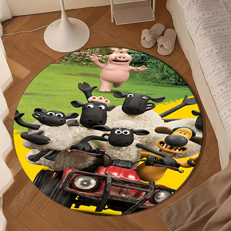 Sheep Friends Adventure Round Rug for Livingroom,Bedroom, Palyroom, Chair Rug, Area rug, Circle Carpet, Large Size Decor Fan Christmas gift