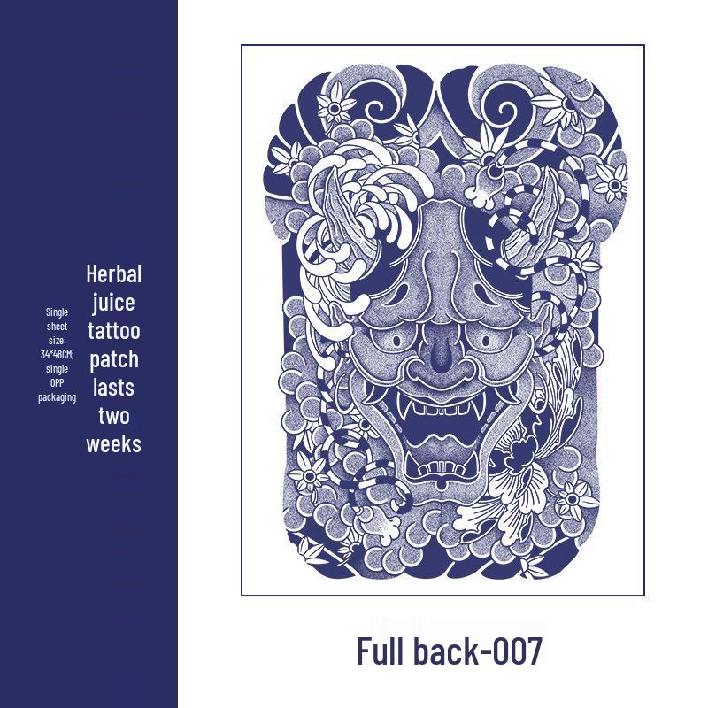Waterproof Men's Herbal Tattoo Stickers: Full & Half Back, Long-Lasting, Large Floral Designs for Chest & Arm.