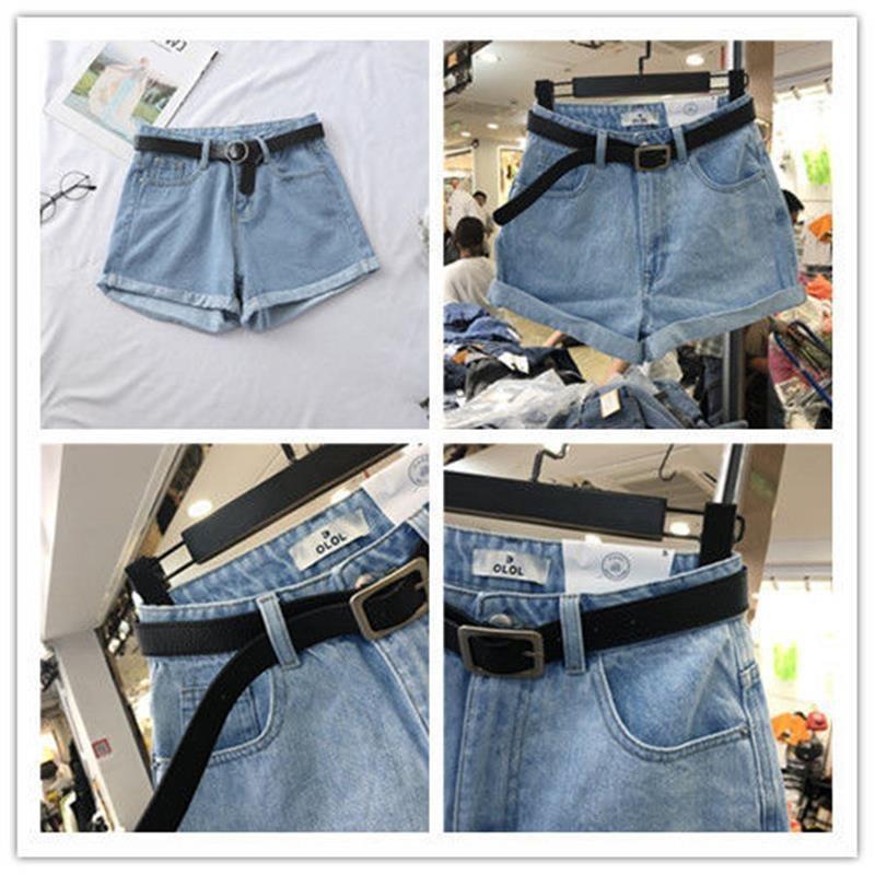 Высокая талия завитые края джинсовые шорты женские летние платья новые корейские версии студентов свободные для похудения