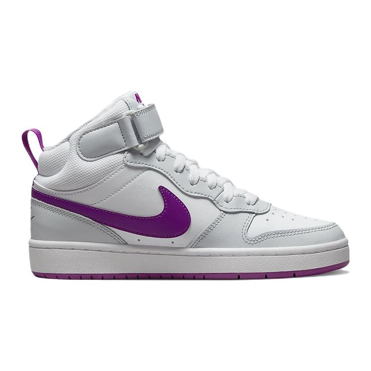 Nike Court Borough Mid 2 GS Pure Platinum Vivid Purple Детские кроссовки Серо-белые Мятно-пенистые CD7782-009