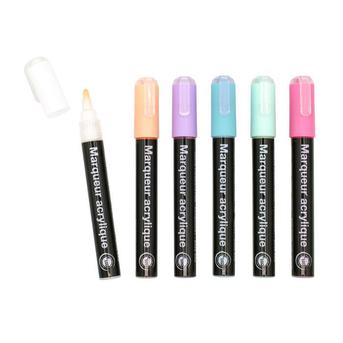 Marqueur peinture acrylique Pastel 6 pièces