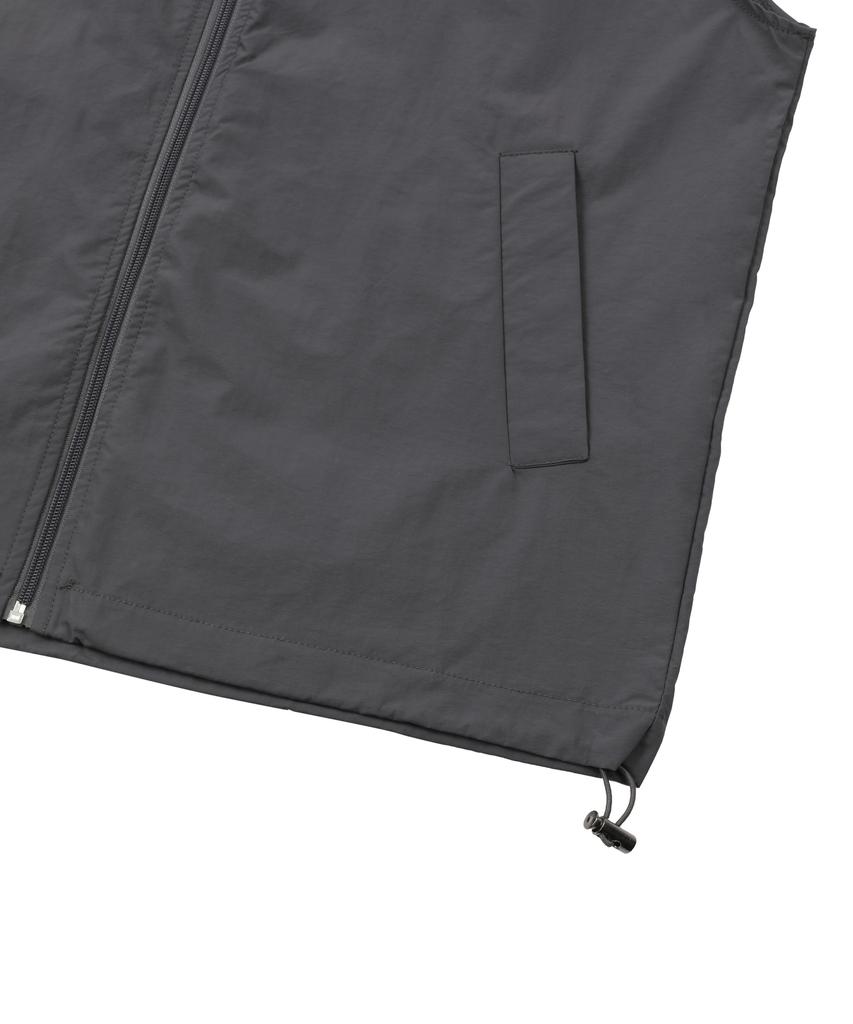 Mucent Tech Nylon Hooded Vest Sleeveless Anorak Windbreaker Vest (Black, Charcoal)