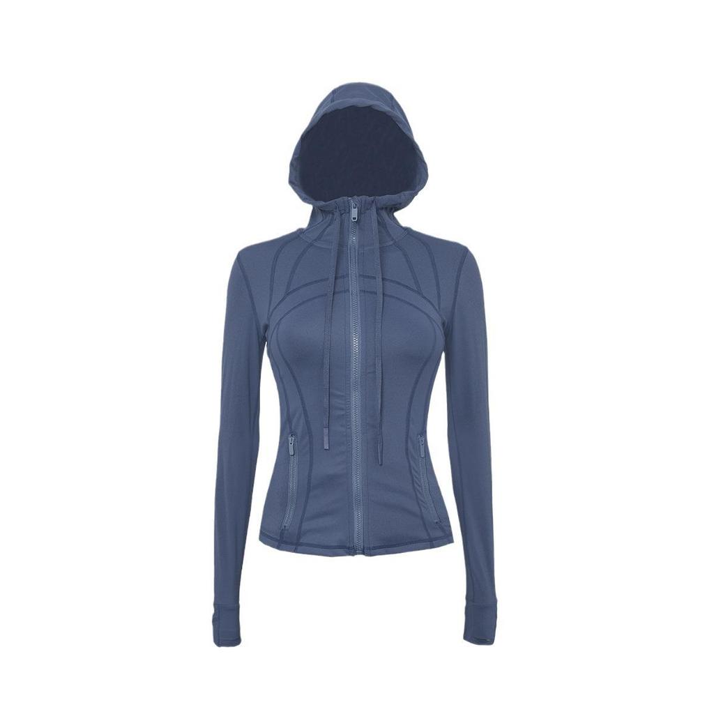 Женский высокоэластичный костюм для йоги с капюшоном: Весенне-осенний топ для бега и профессиональная спортивная куртка