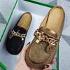 Fashion Crystal Bling Mules Slippers Women Shoes Female Mules Shoes Round Low Heels Elegant Shoes Woman Slipper Casual Shoes