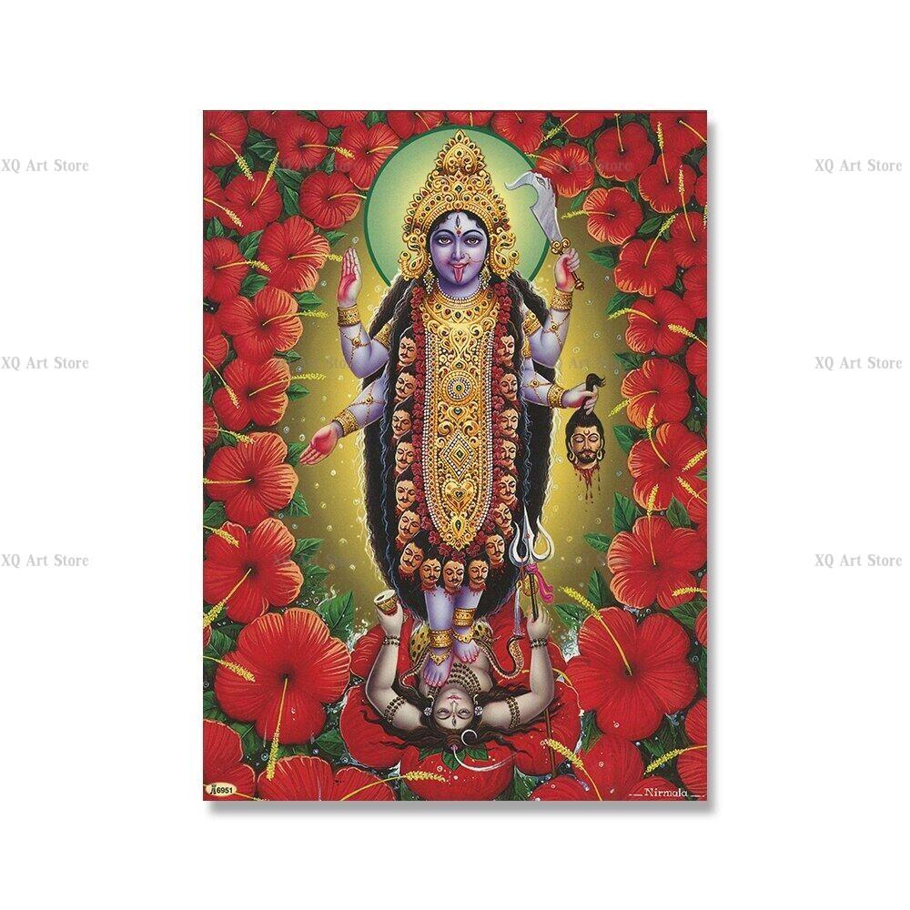 Винтажный постер в индуизме Дурга Шива Вишну, холст, картина, настенная картина, художественные принты с индуистской преданностью для дома, гостиной, без рамы