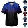 Men's Short Sleeve V Neck Print Chest Pocket Carer Top