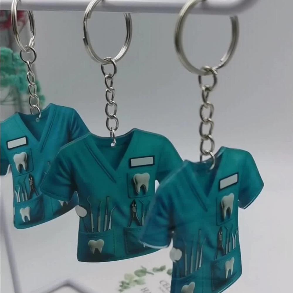 Plane Dentist Costume Keychain 2D Doctor Hanging Decoration Personality Dentist Pendant  Festive