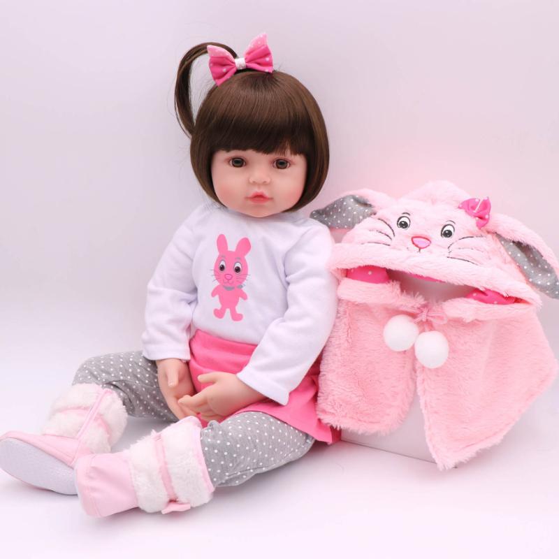 48/60cm Popular Reborn Baby Dolls Soft Cotton Stuffed Cloth Body Newborn Doll Realistic Baby Dolls for Girl or Boys Kids Birthday Christmas Gifts