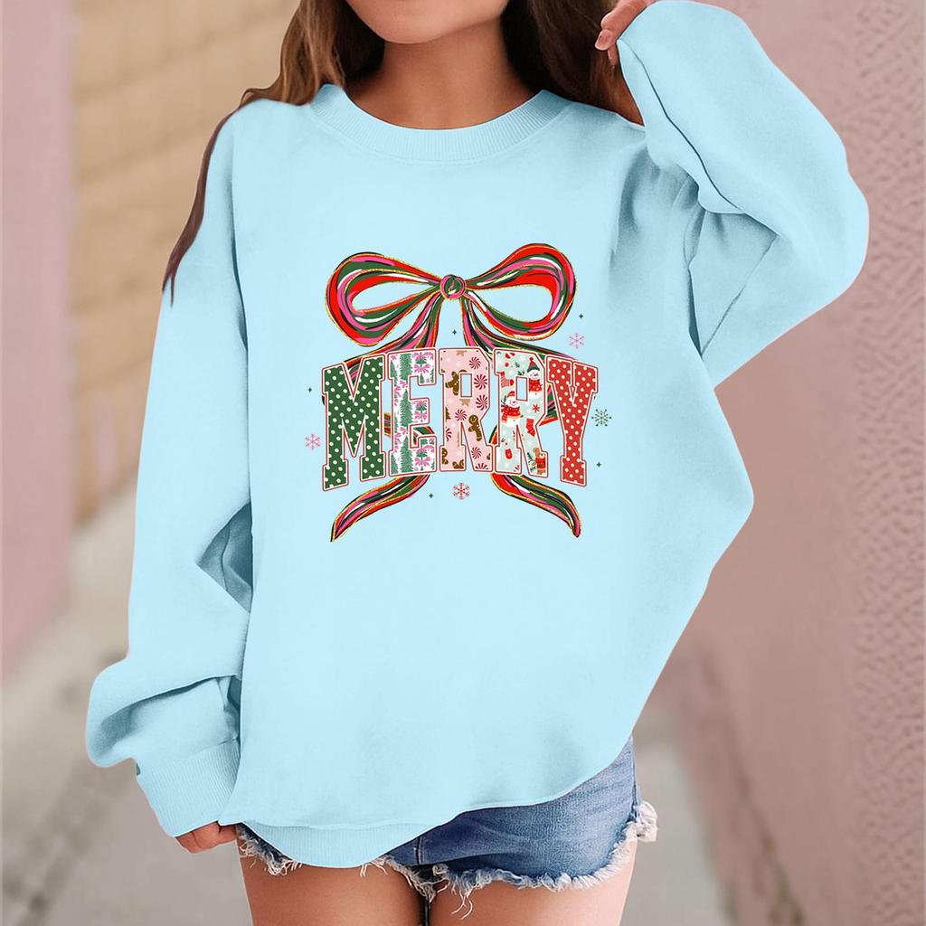 Children's Fashionable Casual Long-sleeved Loose Christmas Print Pullover Sweatshirt