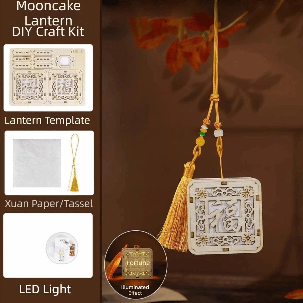 Luminous Wooden Mooncake Lantern Handmade Glow Festival Decor Pendant  Chinese New Year