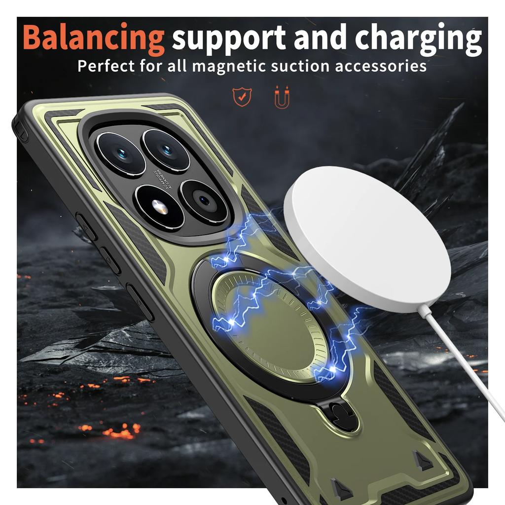 Для Xiaomi Redmi Note 14 Pro Plus Чехол Военная Броня Ударопрочный 360° Вращающаяся Подставка-Кольцо ТПУ Рамка Пластиковая Крышка Телефона Fundas