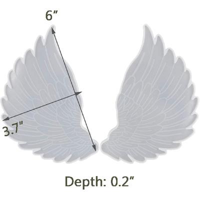 1 пара форм для ангельских крыльев Левое и правое крыло Форма из силикона для литья эпоксидной смолы, 1 пара Сверхбольшие 6,1 x 3,7"