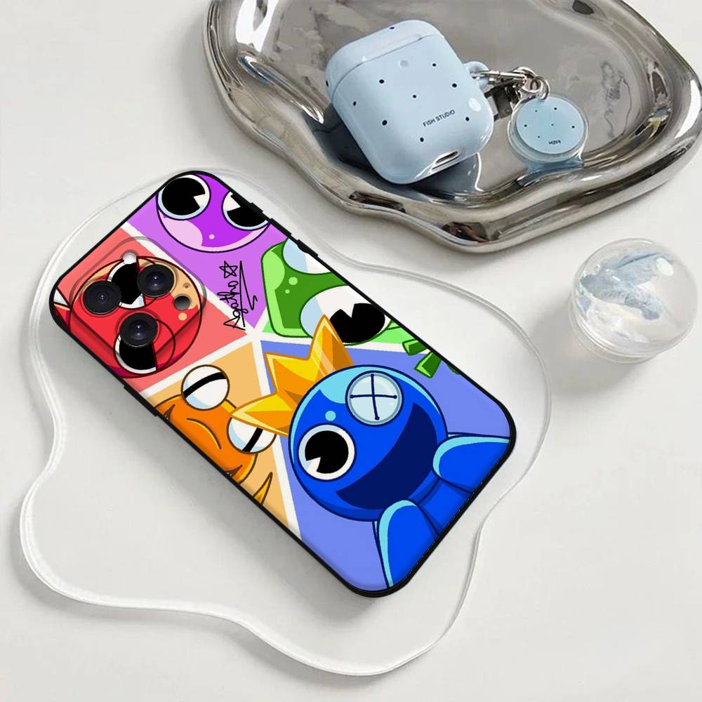 Игрушка Rainbow Friends Мультяшная Игра Чехол для Телефона Для Iphone 17 16 15 11 13 14 Pro Max X Xr Xs Max 12mini Черный Чехол