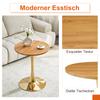 Round 60cm side table / small dining table, MDF: thermoforming tabletop, wood grain look, gold support base - for living spaces.