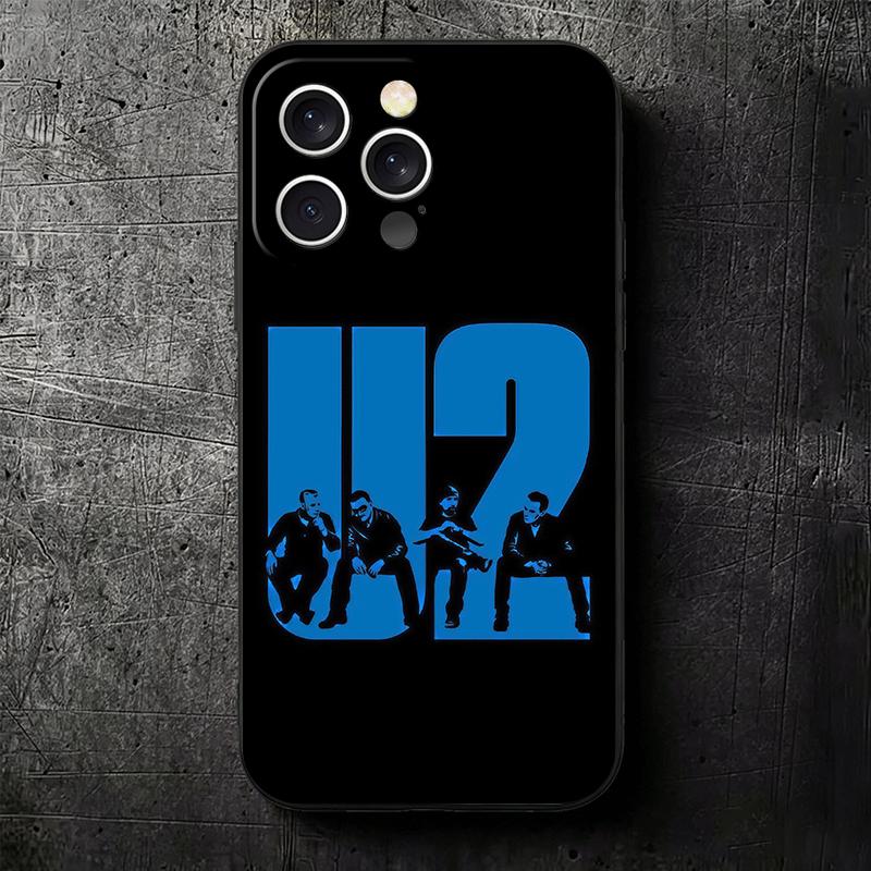 Мягкий чехол для телефона Rock Band U-U2 для iPhone 16 16E 17 Air 15 Pro Max 14 Plus 13 Mini 11 12 7 Черный корпус